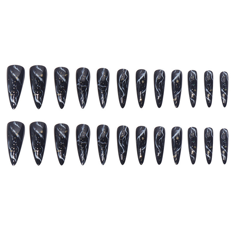 Elegant Marble Effect Press-On Nails Bowlift