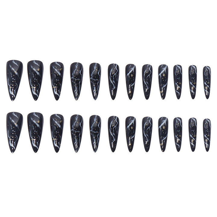Elegant Marble Effect Press-On Nails Bowlift