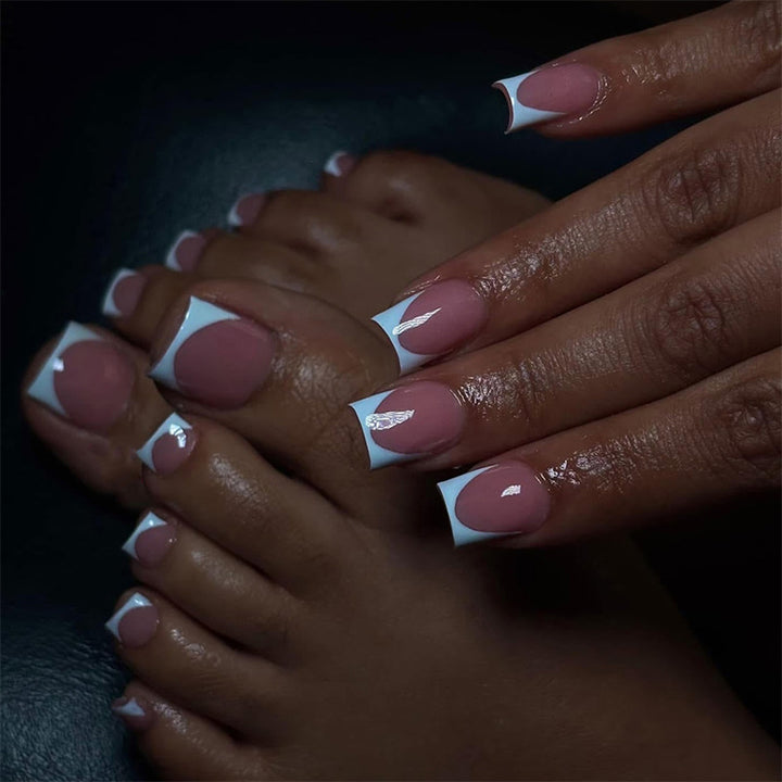 Artistic French Tip Press-On Nails Set Bowlift