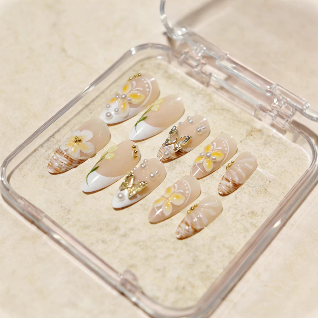 Floral Design Luxury Press-On Nails Bowlift