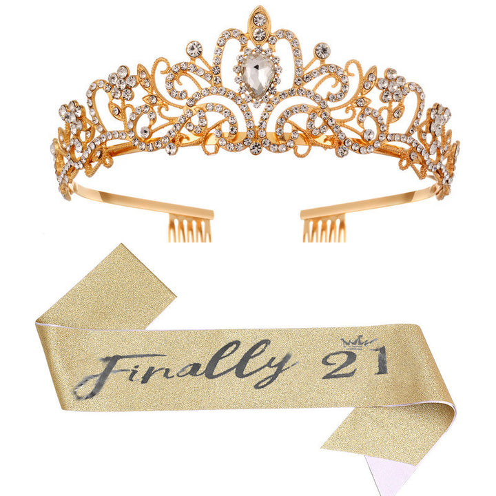 Women's Sparkling Crown with Radiant Rhinestone Embellishment Bowlift