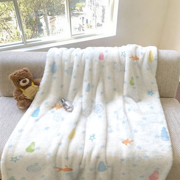 Soft Fish Patterned Fleece Blanket