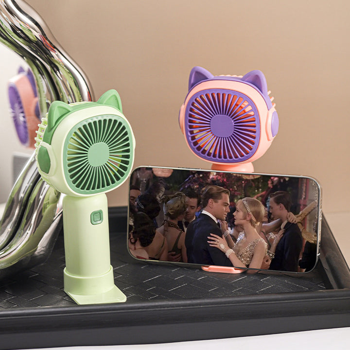 Women's portable hand fan with creative cat designs Bowlift