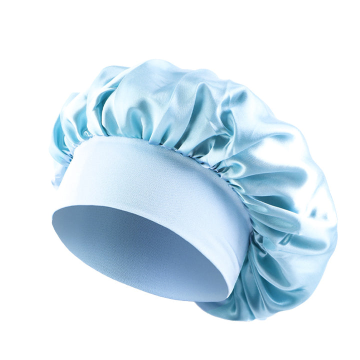 Satin sleep bonnet with wide protective elastic band Bowlift