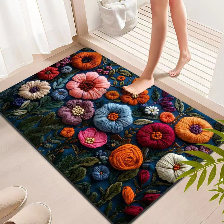 Floral Textured Indoor Mat Bowlift
