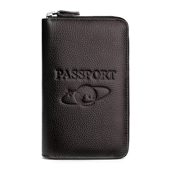 Elegant Zippered Leather Passport Holder
