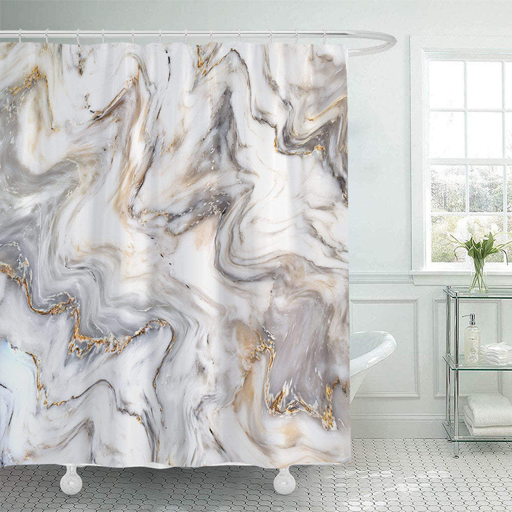 Elegant Marble-Patterned Shower Curtain Bowlift