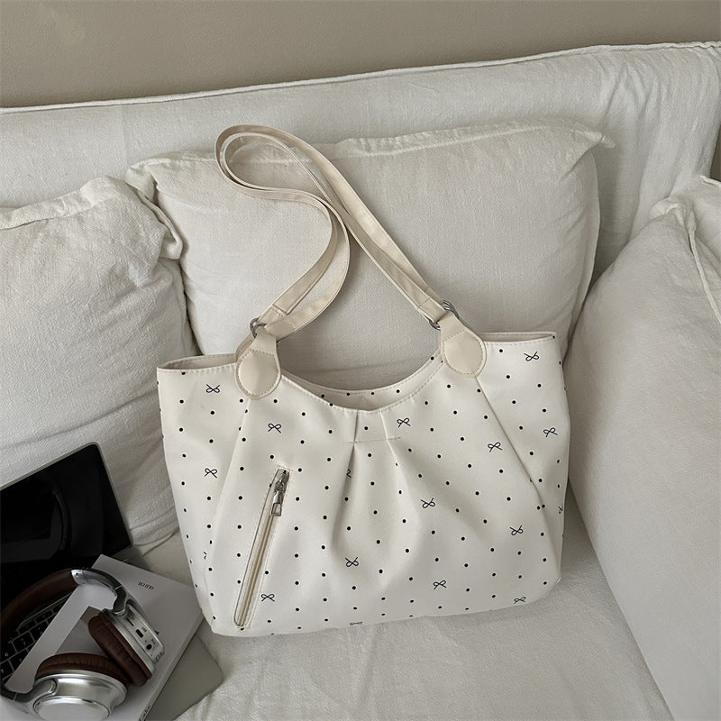 Stylish Polka Dot Shoulder Tote Bag