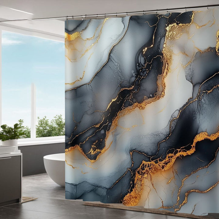 Marble Pattern Waterproof Shower Curtain Bowlift