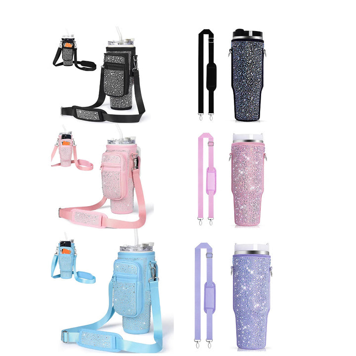 Ladies drinking bottle cover with sparkling rhinestones Bowlift