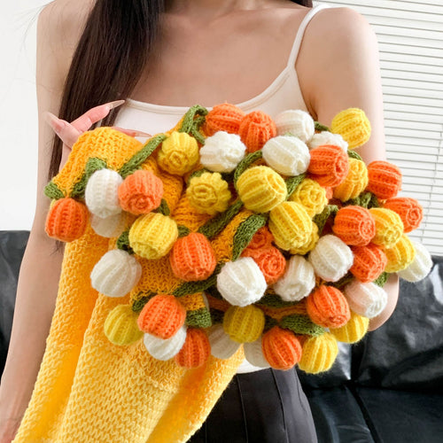 Elegant Handmade Flower Knitted Blanket Bowlift