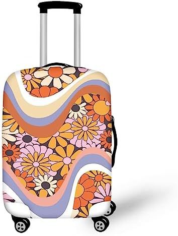 Unisex nano elastic suitcase cover with horse and sunflower motif, stretchable stretch protection for hard shell trolley with zipper Bowlift