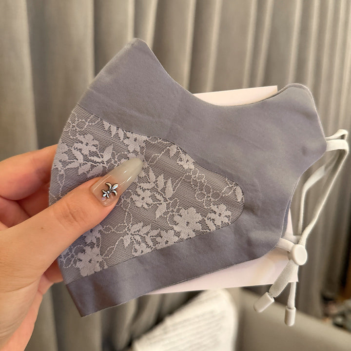 Lace-Panel Breathable Reusable Face Mask with Adjustable Ear Loops Bowlift