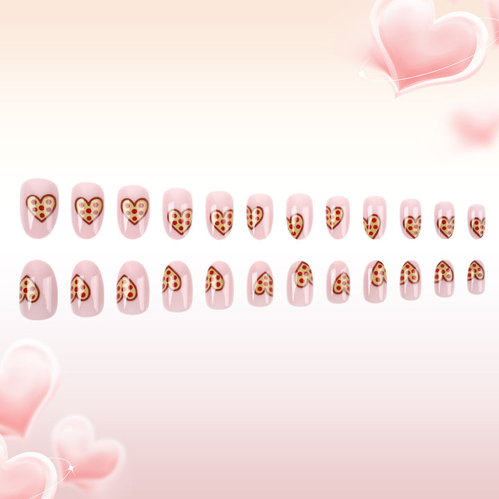 Whimsical Pizza Heart Press-On Nail Art Bowlift