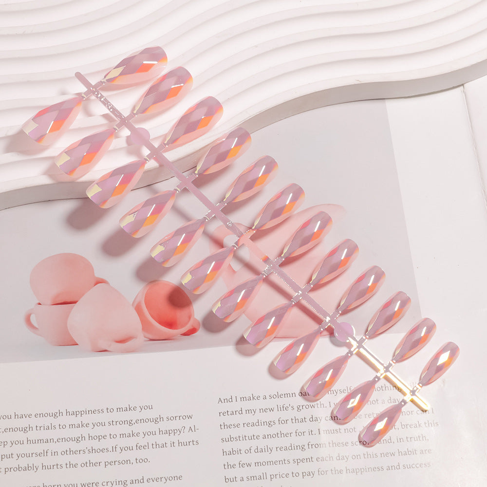 Artistic Press-On Nail Set with Geometric Design Bowlift