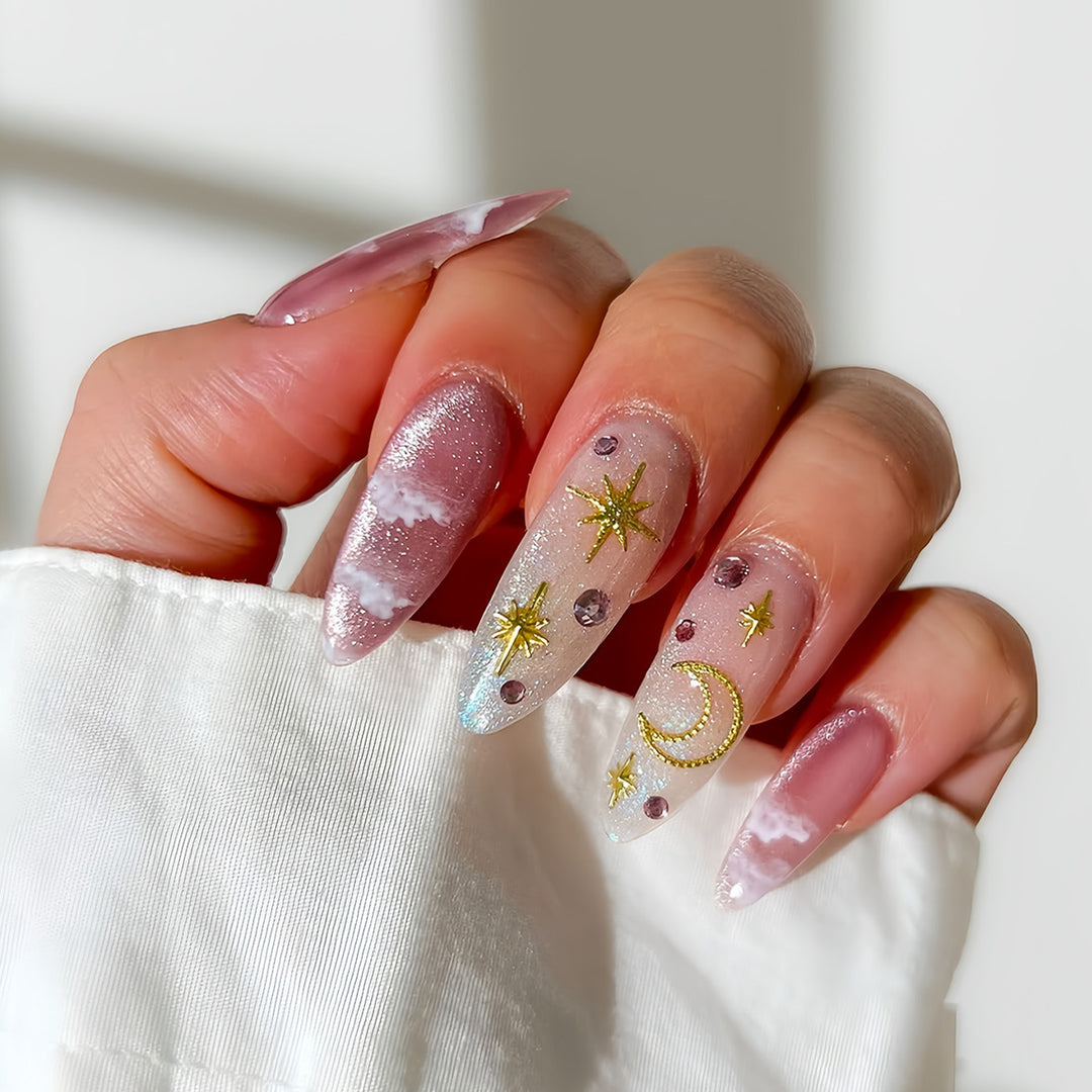 Celestial Themed Press-On Nail Art Bowlift