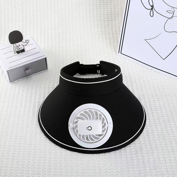 visor with detachable USB fan, adjustable headband and breathable UV protection Bowlift