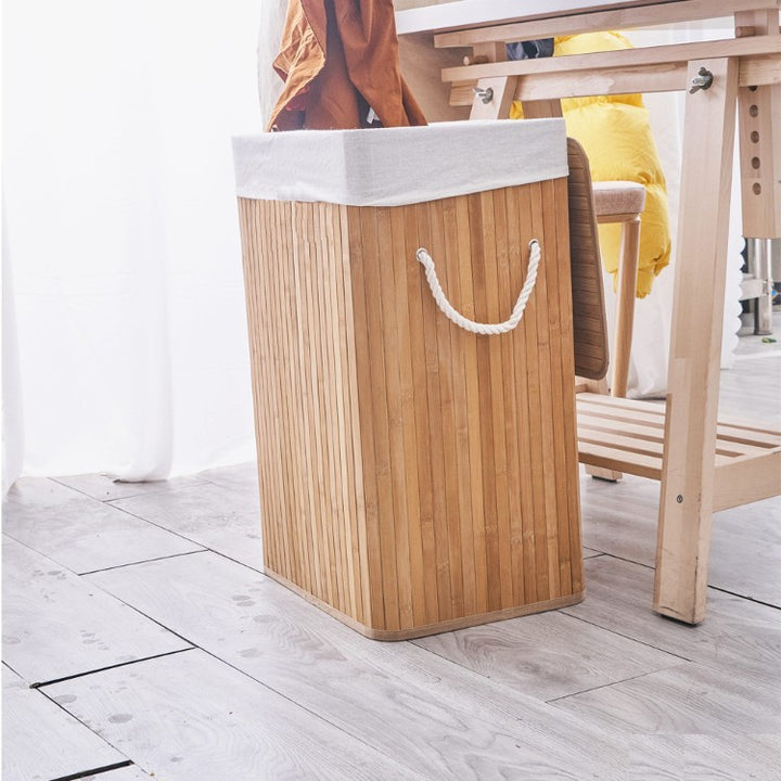 Laundry basket made of natural bamboo with removable cover Bowlift