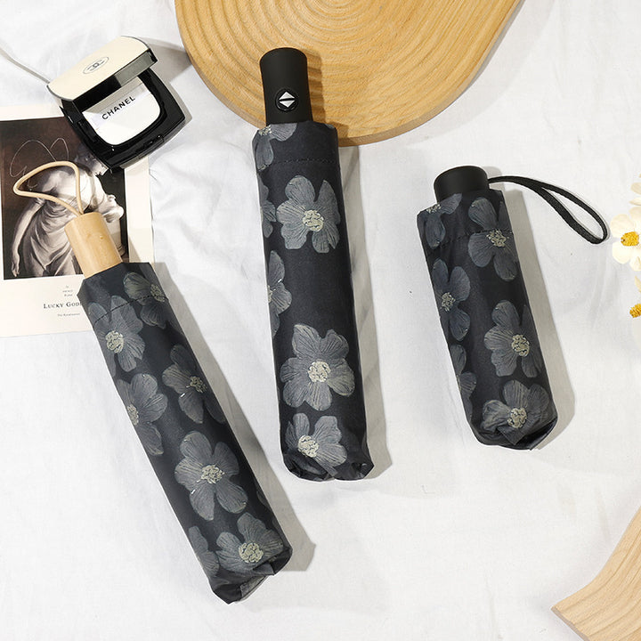 Ladies Mini Folding Umbrella with Elegant Floral Print Bowlift