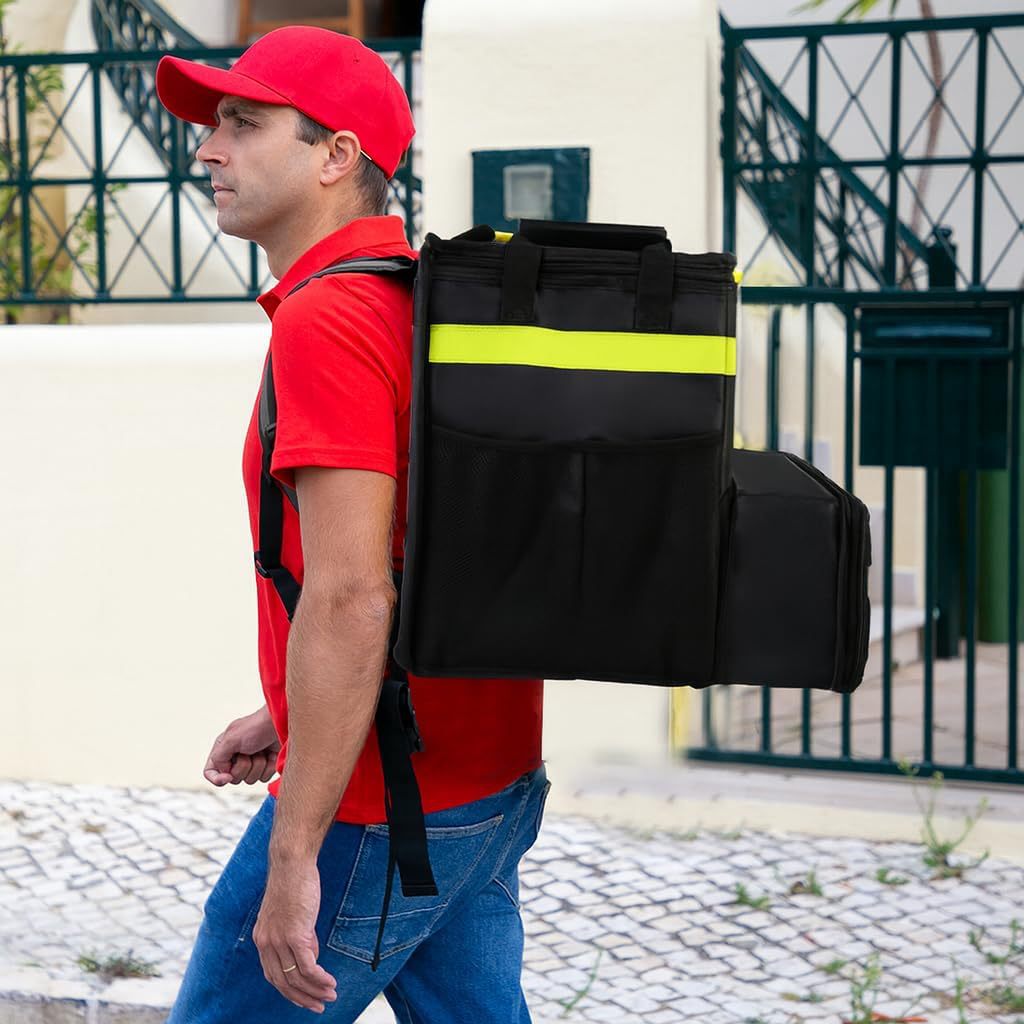 Women's Insulated Pizza Delivery Bag with Drink Holders and Reflective Elements Bowlift