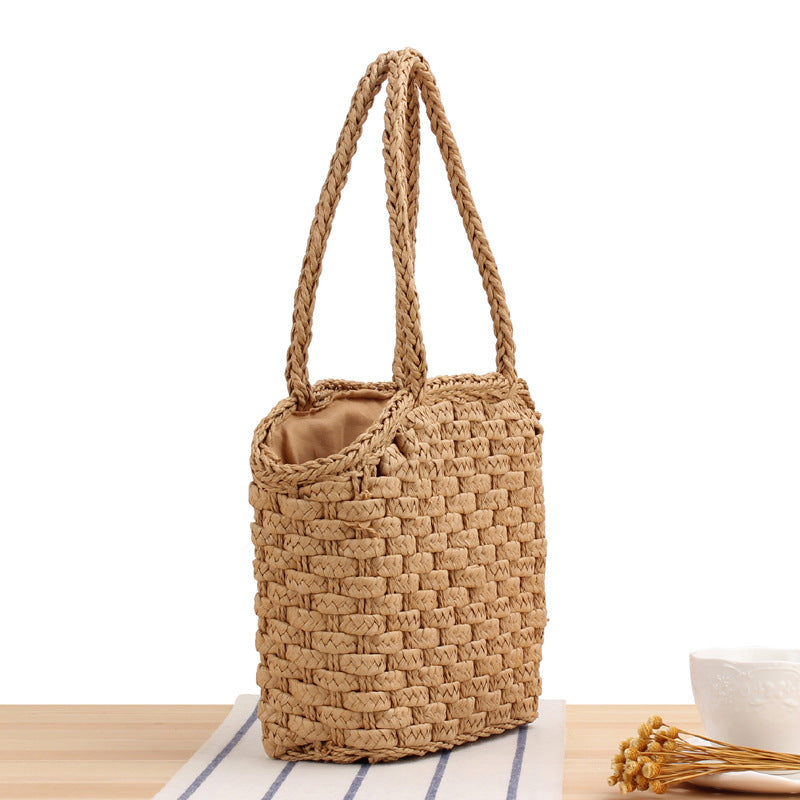 Robust basket bag with braided carrying straps Bowlift
