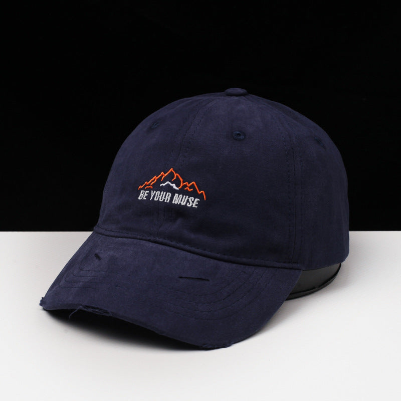 Women's Distressed Cotton Embroidered Baseball Cap Bowlift