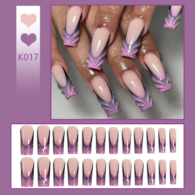 Artificial nail set with elegant 3D leaf design Bowlift