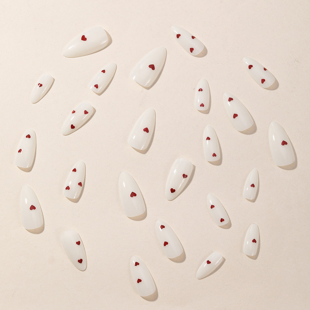 Romantic Heart-Accent Gel Nail Art Extensions Bowlift
