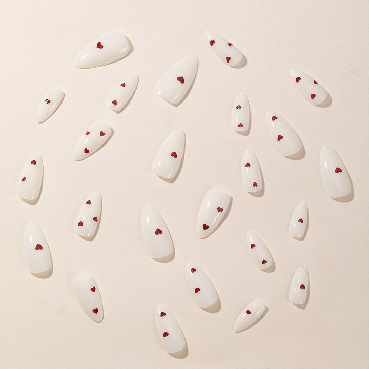 Romantic Heart-Accent Gel Nail Art Extensions Bowlift