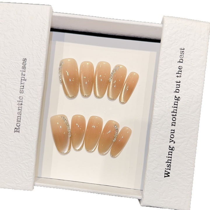 Elegant artificial nail tips with glitter details Bowlift