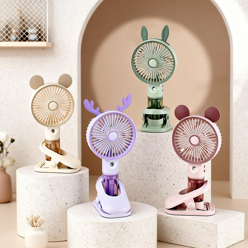Ladies Portable Hand Fan with Funny Ears and USB Connection Bowlift
