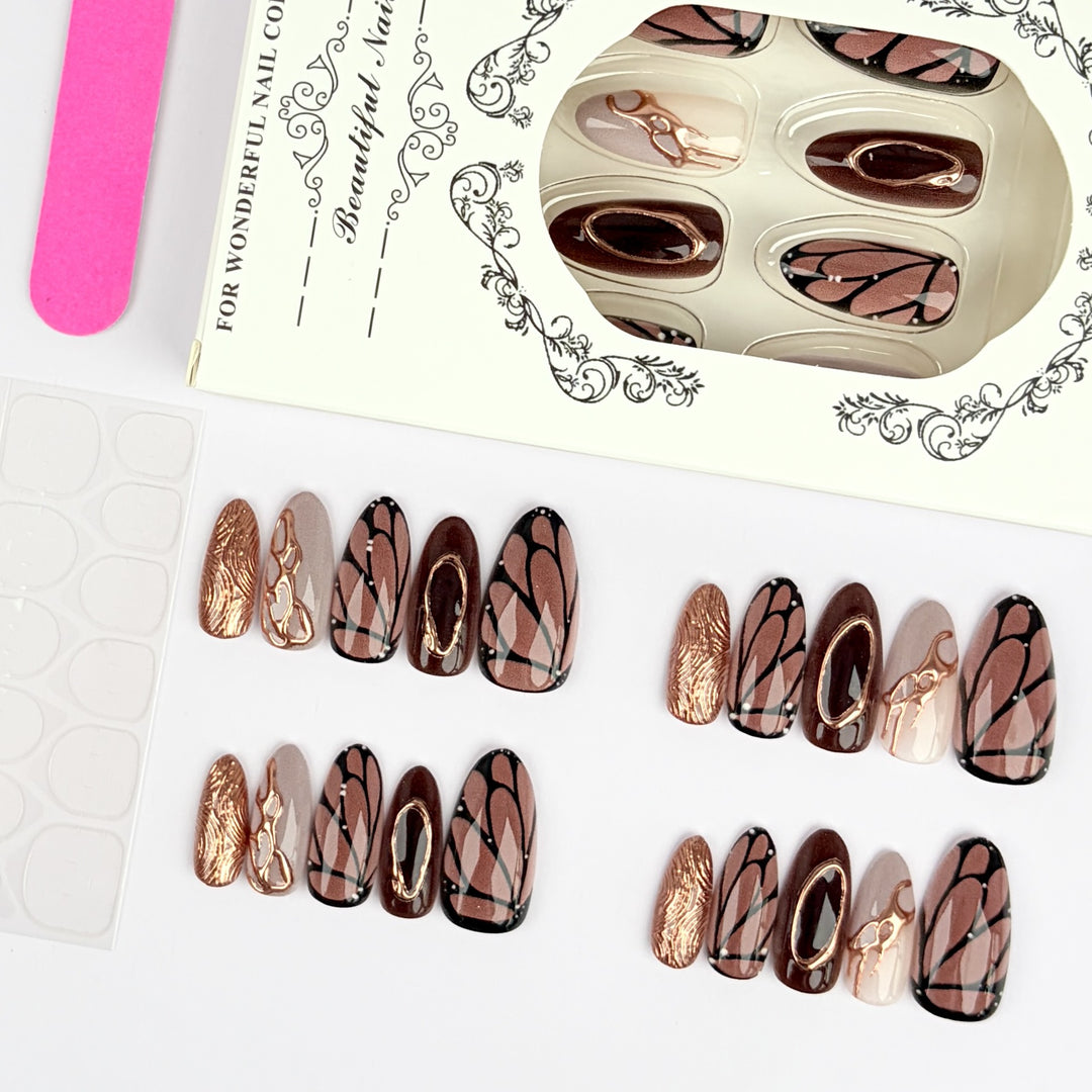 Premium Artificial Nail Set with Elegant Designs Bowlift
