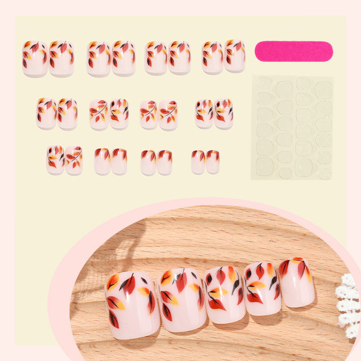 Artistic Autumn Leaf Press-On Nail Set Bowlift