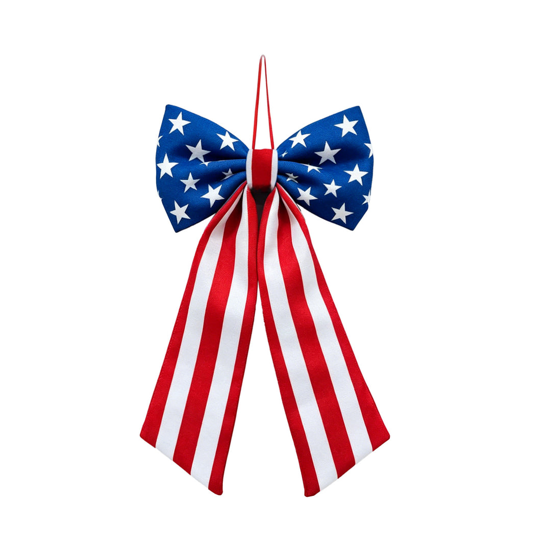 Unisex decorative bow with striped satin ribbon and hanging ribbon Bowlift