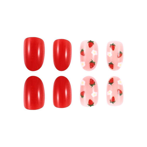 Strawberry-Themed Decorative Nail Art Bowlift