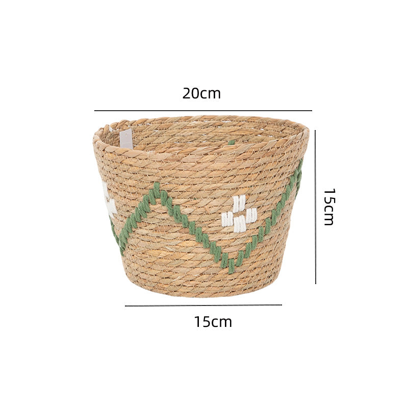 Handwoven storage basket with colorful accents Bowlift