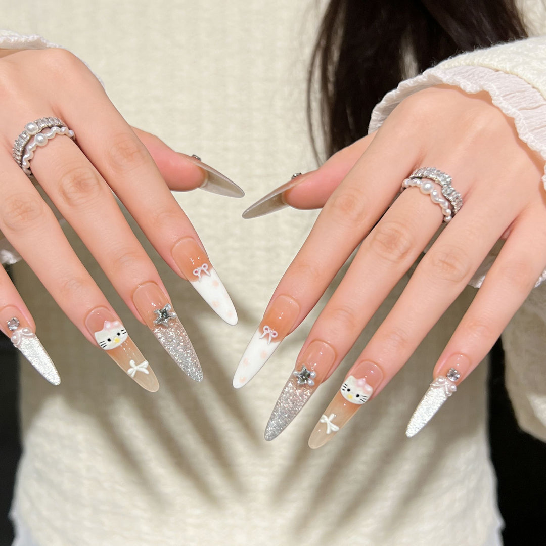 Decorative Premium Press-On Nail Extensions Bowlift