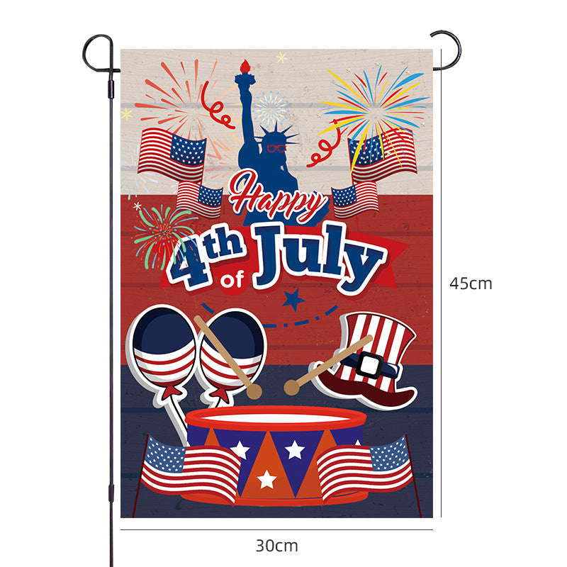 Unisex nano patriotic garden flag with USA map cross and soldier silhouette weatherproof polyester fabric Bowlift
