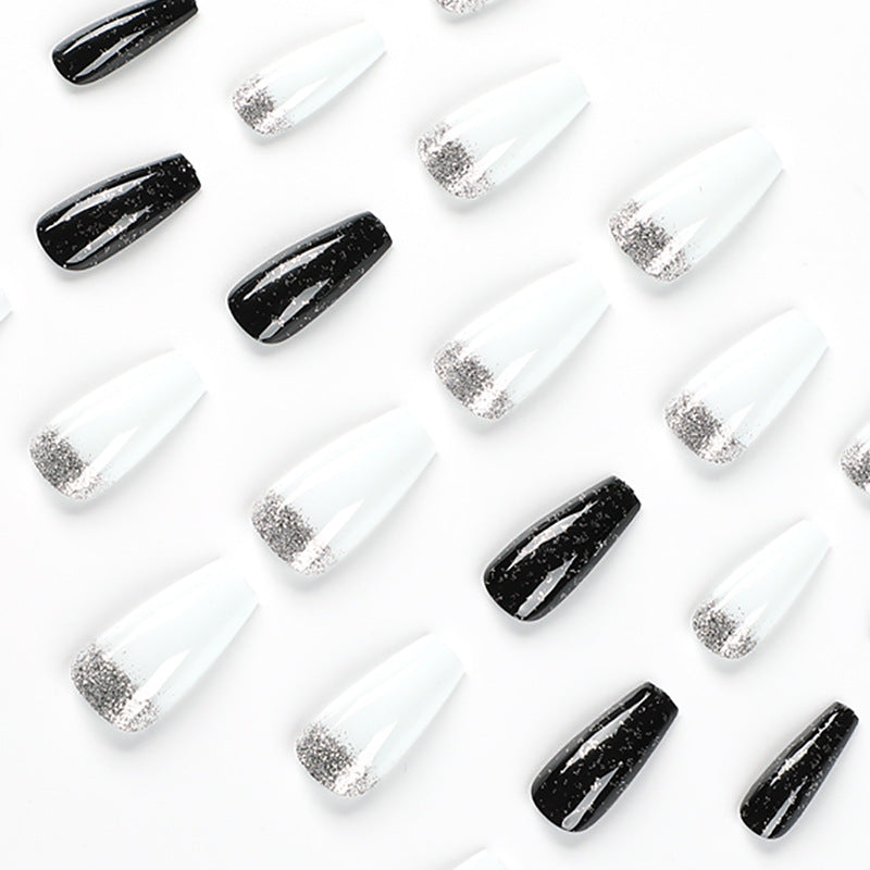Glamorous artificial nails with glitter and ombre effect Bowlift