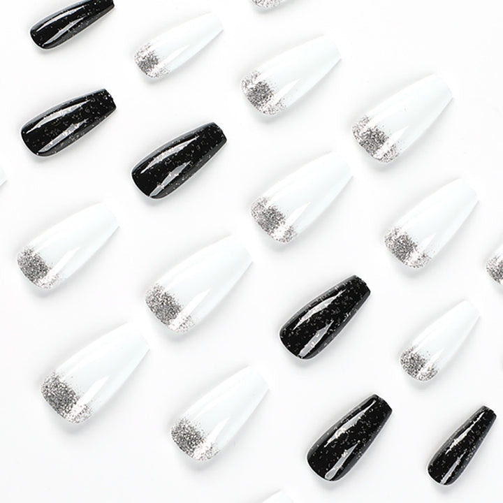 Glamorous artificial nails with glitter and ombre effect Bowlift