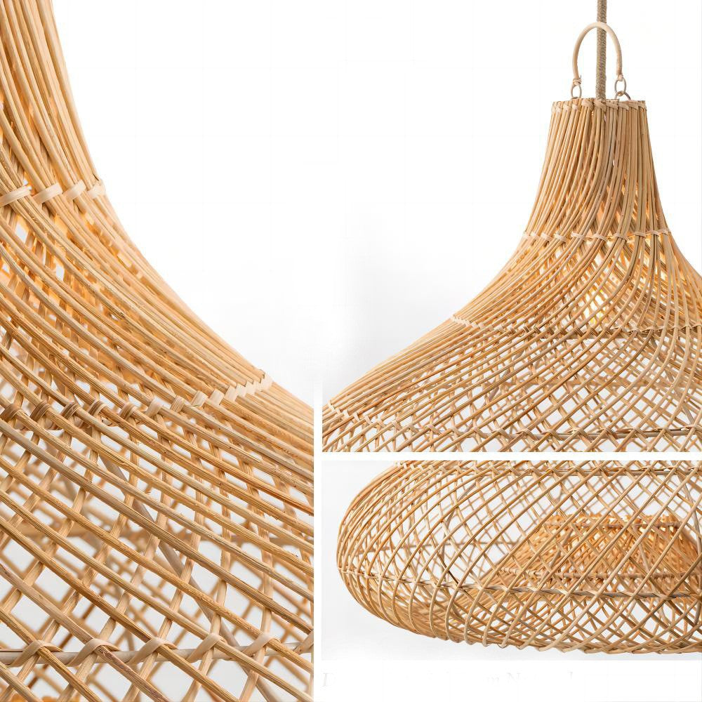 Decorative Hanging Light Made of Rattan Bowlift