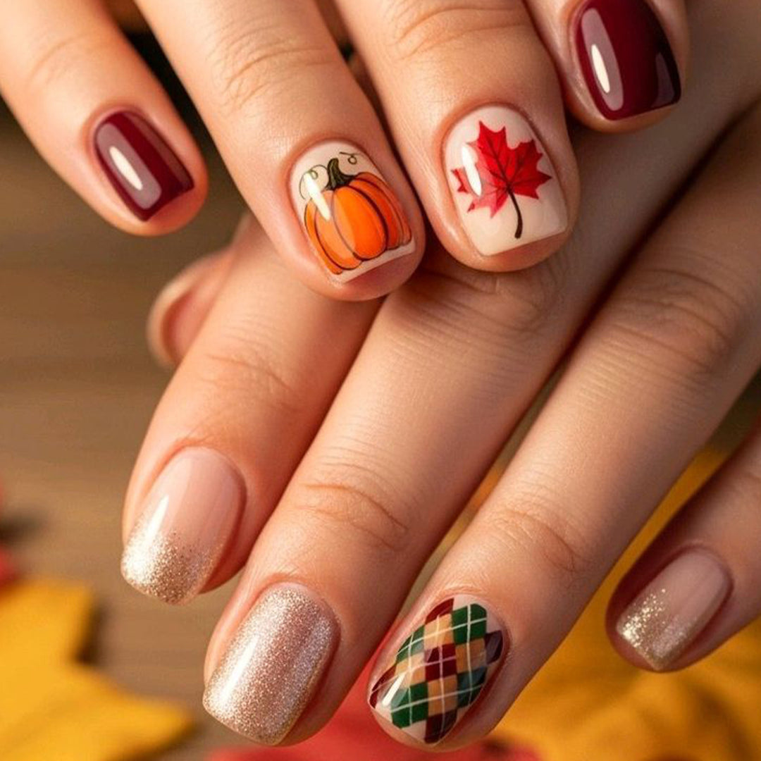 Seasonal Autumn-Themed Nail Art Set Bowlift