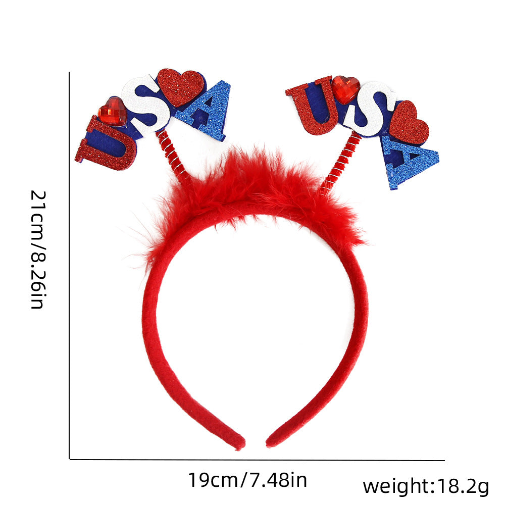 Unisex nan patriotic party headband with star pom poms and flag pendants Bowlift