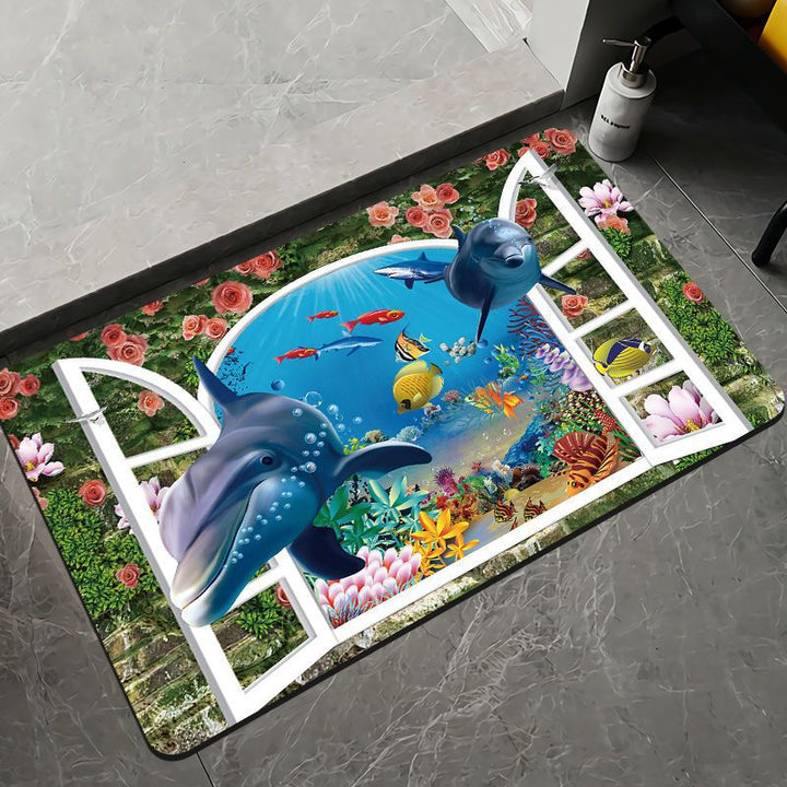 Elegant Floral Design Bath Mat Bowlift