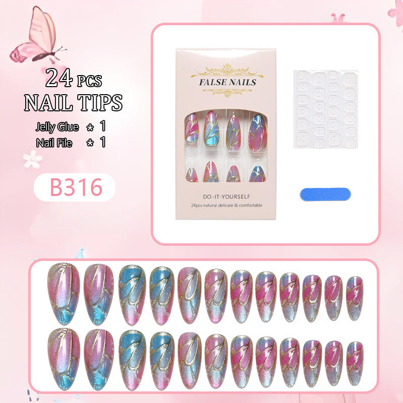 Artificial nails in elegant design with floral watercolor motif Bowlift