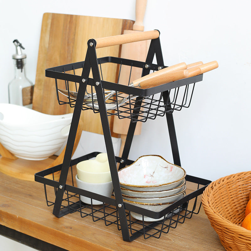 Sturdy Two-Tier Metal Storage Basket Bowlift