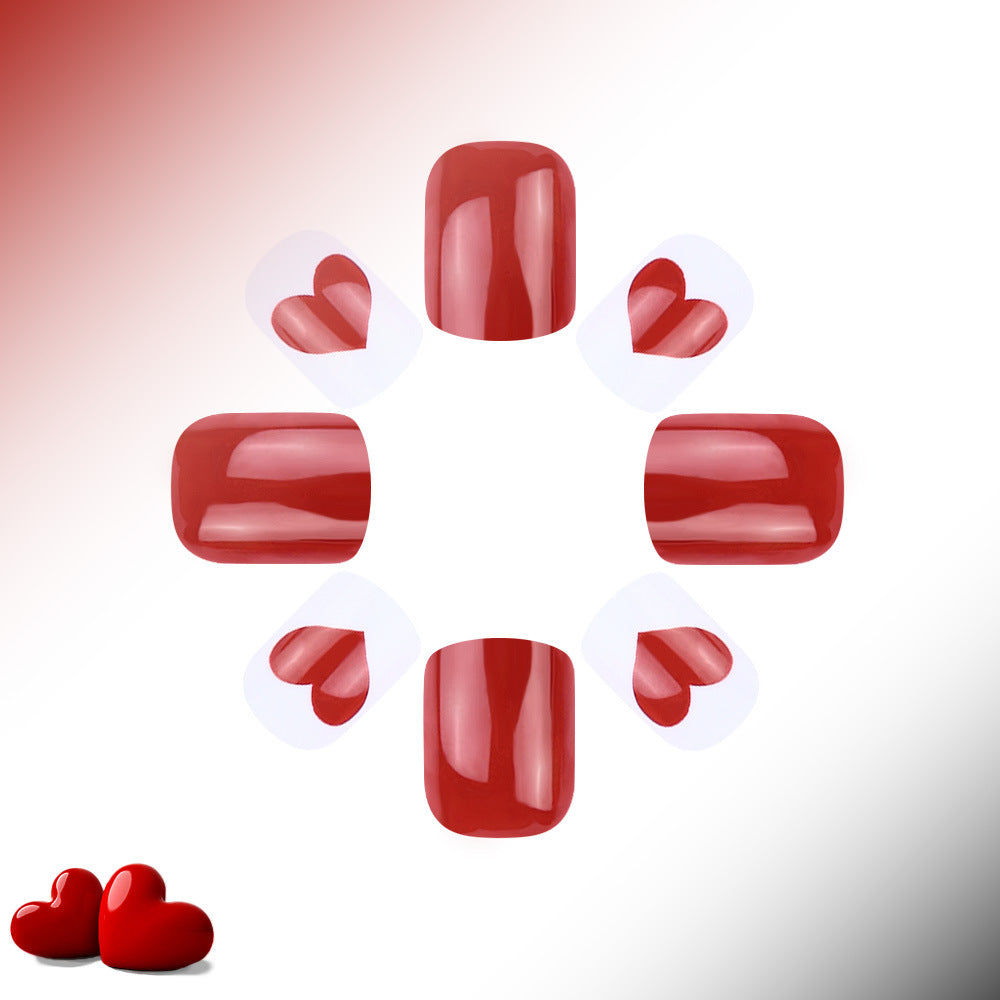 Artistic Heart-Themed Press-On Nail Art Bowlift