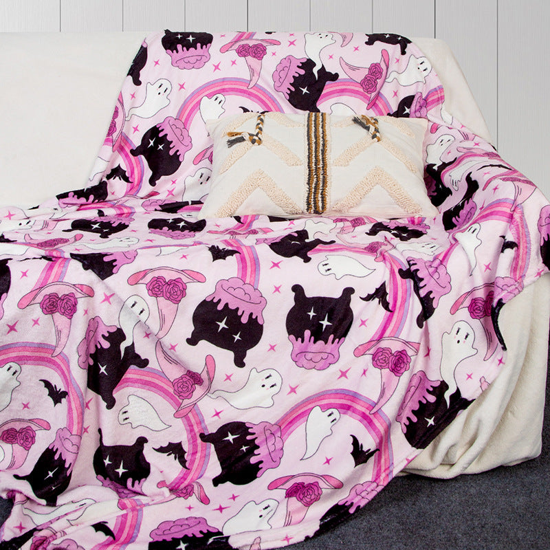 Cuddly blanket with playful motifs of cats and rainbows Bowlift