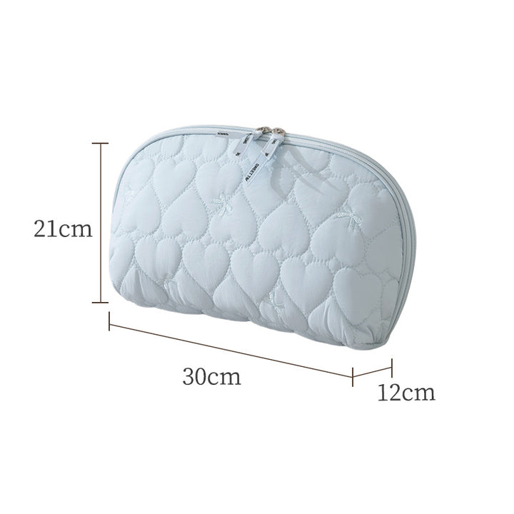 Heart-Quilted Makeup Pouch Bowlift