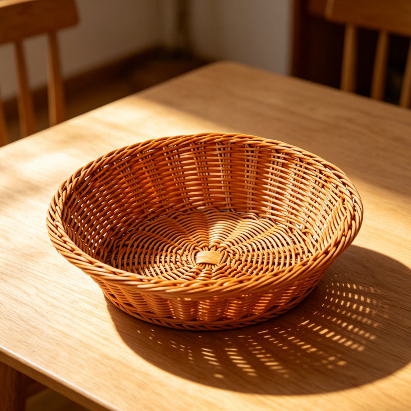 Round Decorative Woven Fruit Serving Basket Bowlift